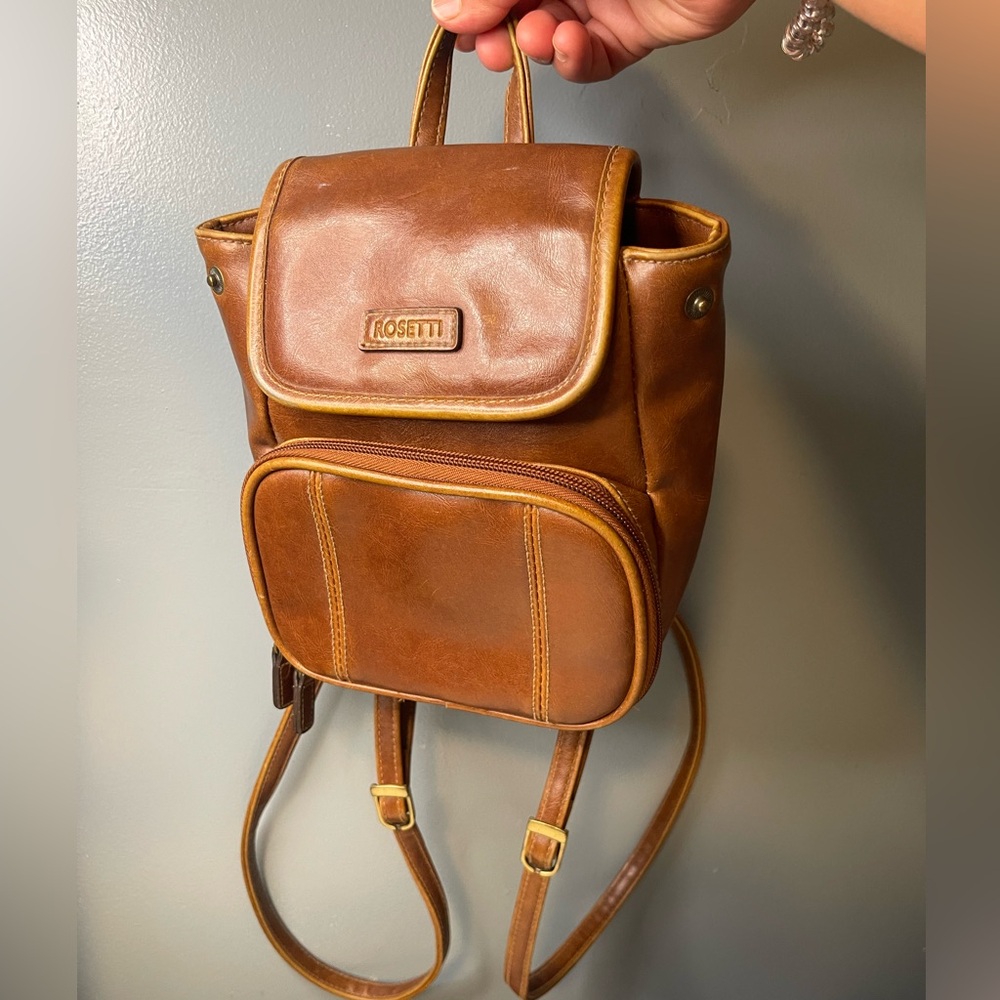 Rosetti Cognac Brown Leather Mini Backpack